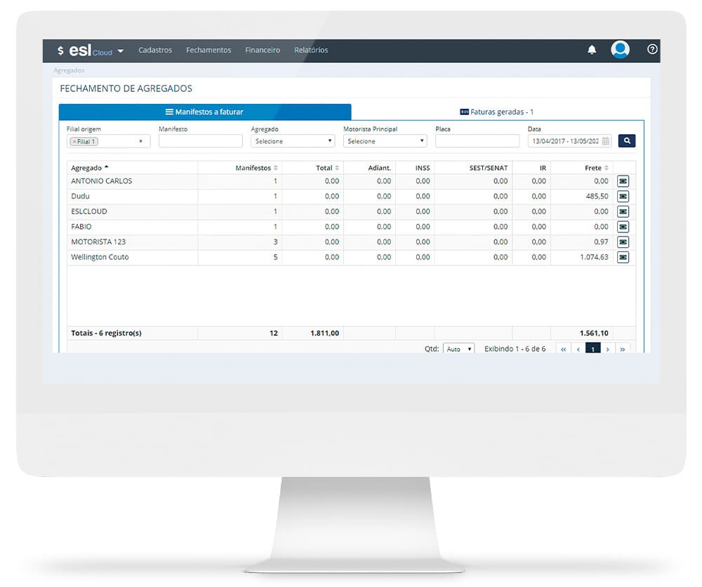 CONTÊINER - M. FATURAMENTO AGREGADOS